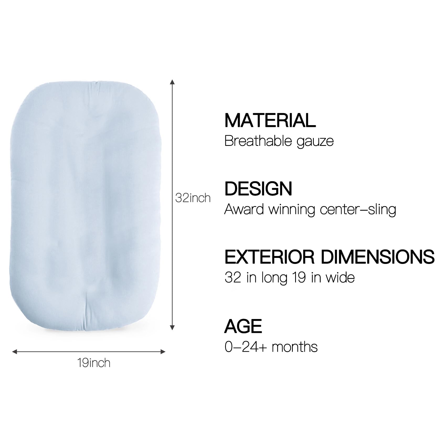 Beisurznga Baby Lounger blue cover removable shows easy cleaning