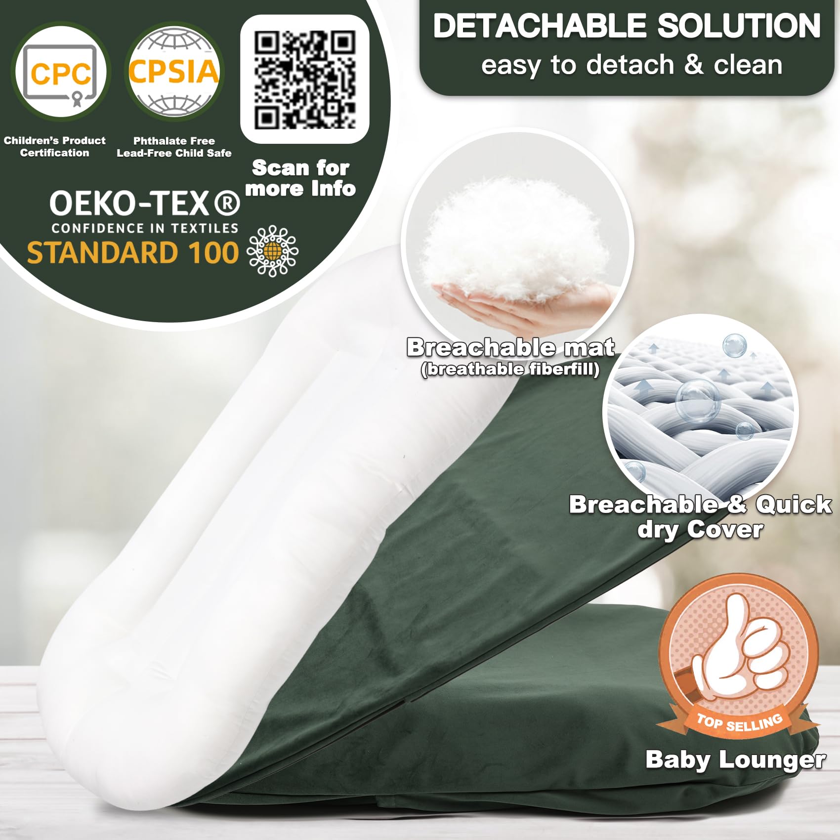 Beisurznga baby lounger outer flannel soft touch highlights gentle skin friendly surface for cuddling