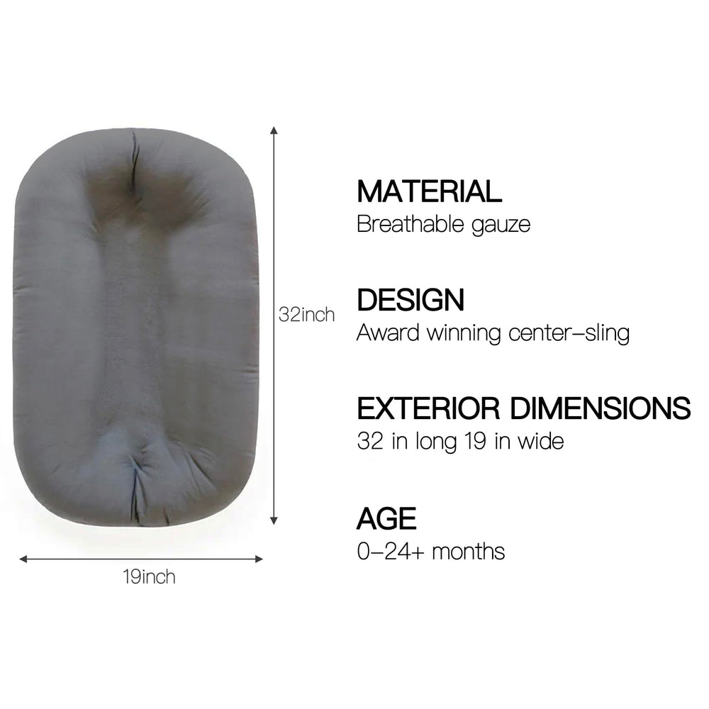 Beisurznga baby lounger size dimensions 32 by 19 inches.