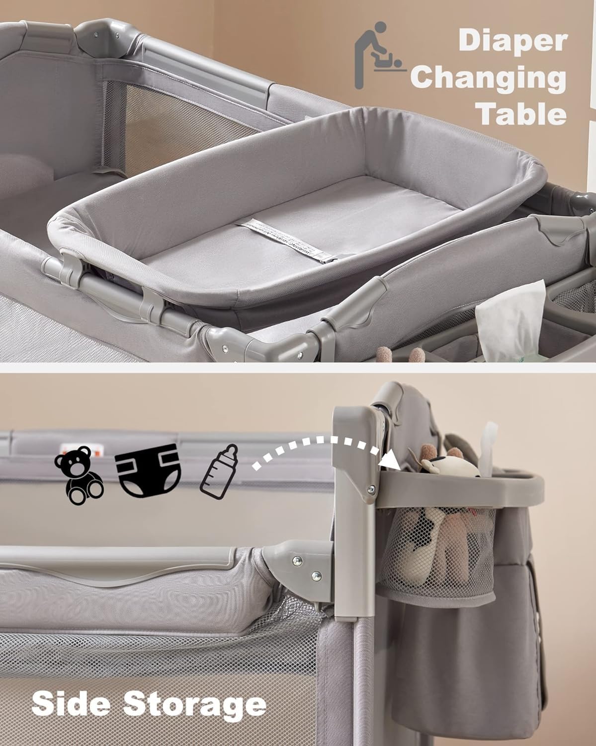 BEKA 360 degree mesh playpen mode for airy visibility and safe playtime
