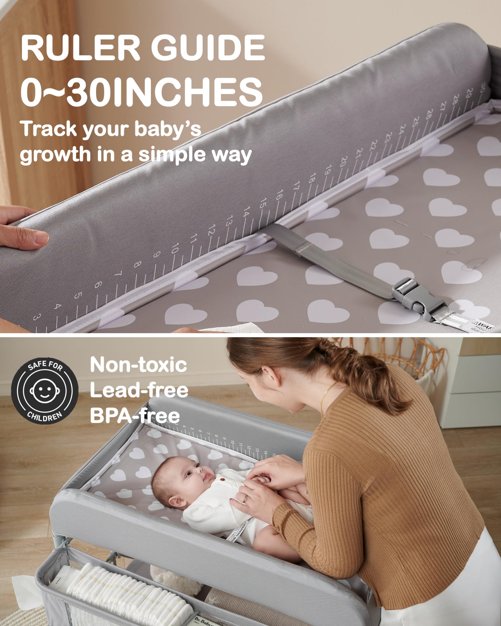 BEKA diaper changing station two foot two wheel design offers stable mobility
