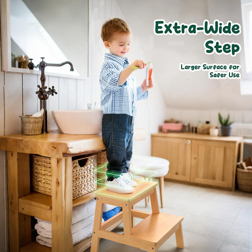 BEKVEM Bamboo 2 Step Stool bathroom-sink: anti-slip pads for daily grooming