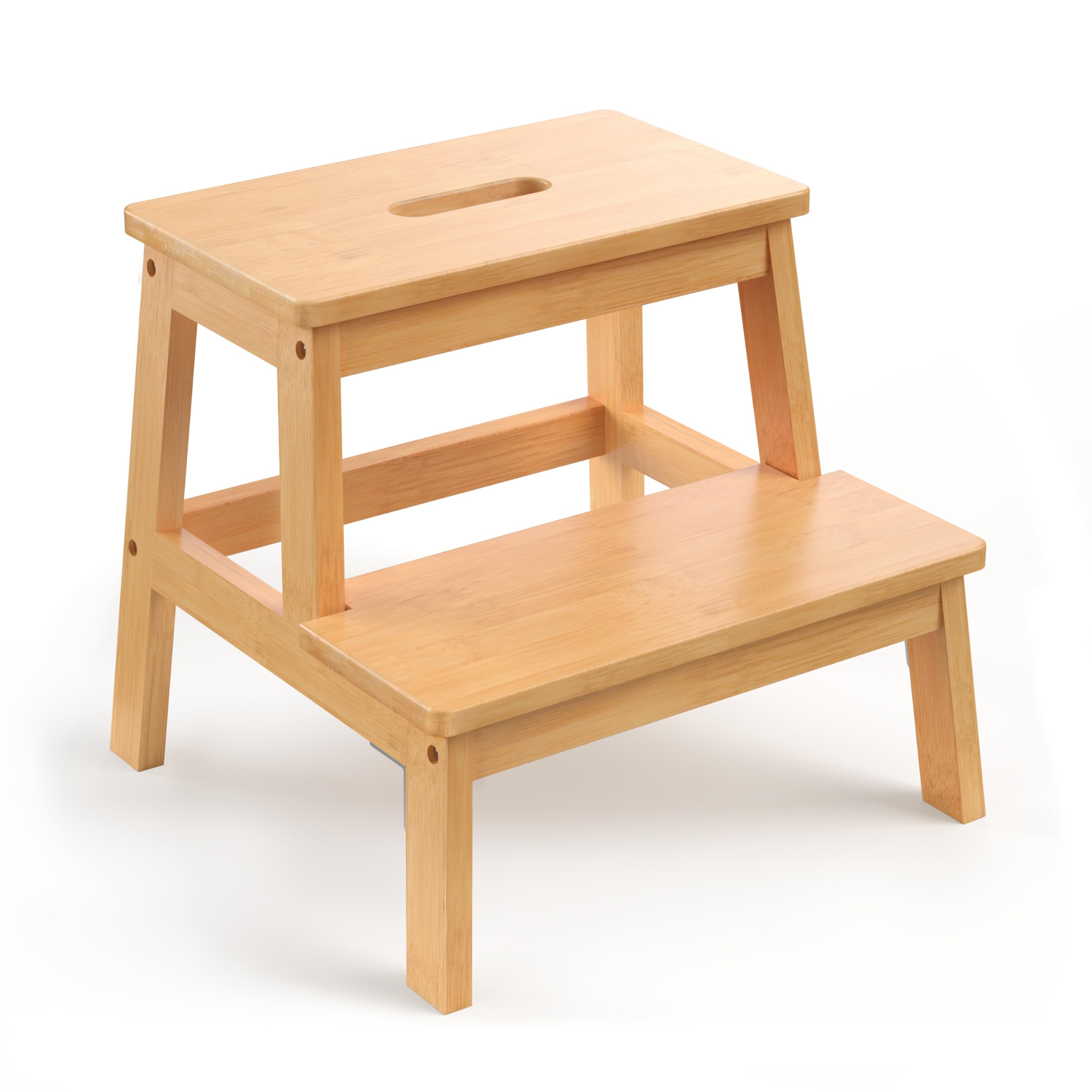 BEKVEM Bamboo 2 Step Stool for Kids: sturdy bathroom helper for potty tasks
