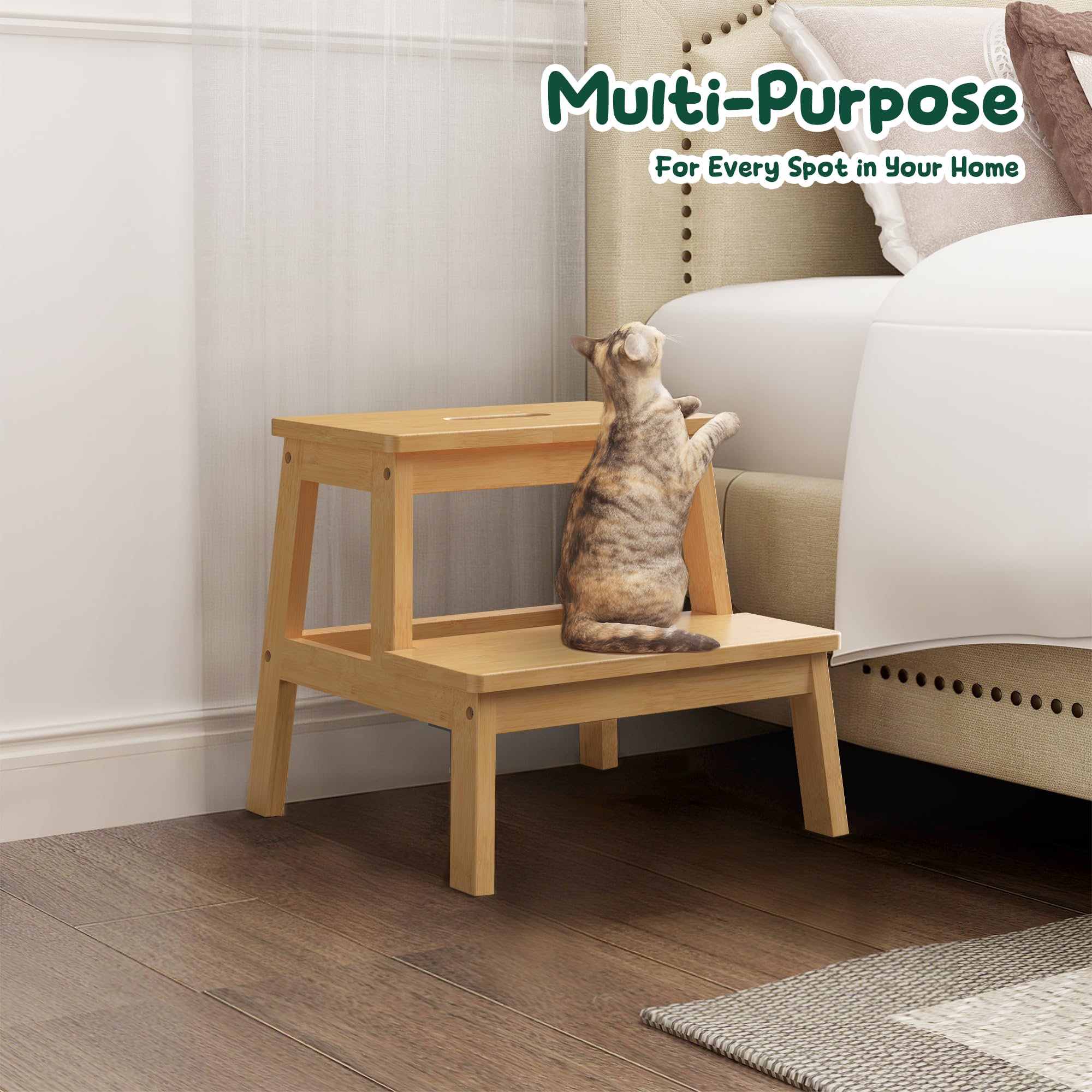 BEKVEM Bamboo 2 Step Stool plant-stand: portable plant support and small seat