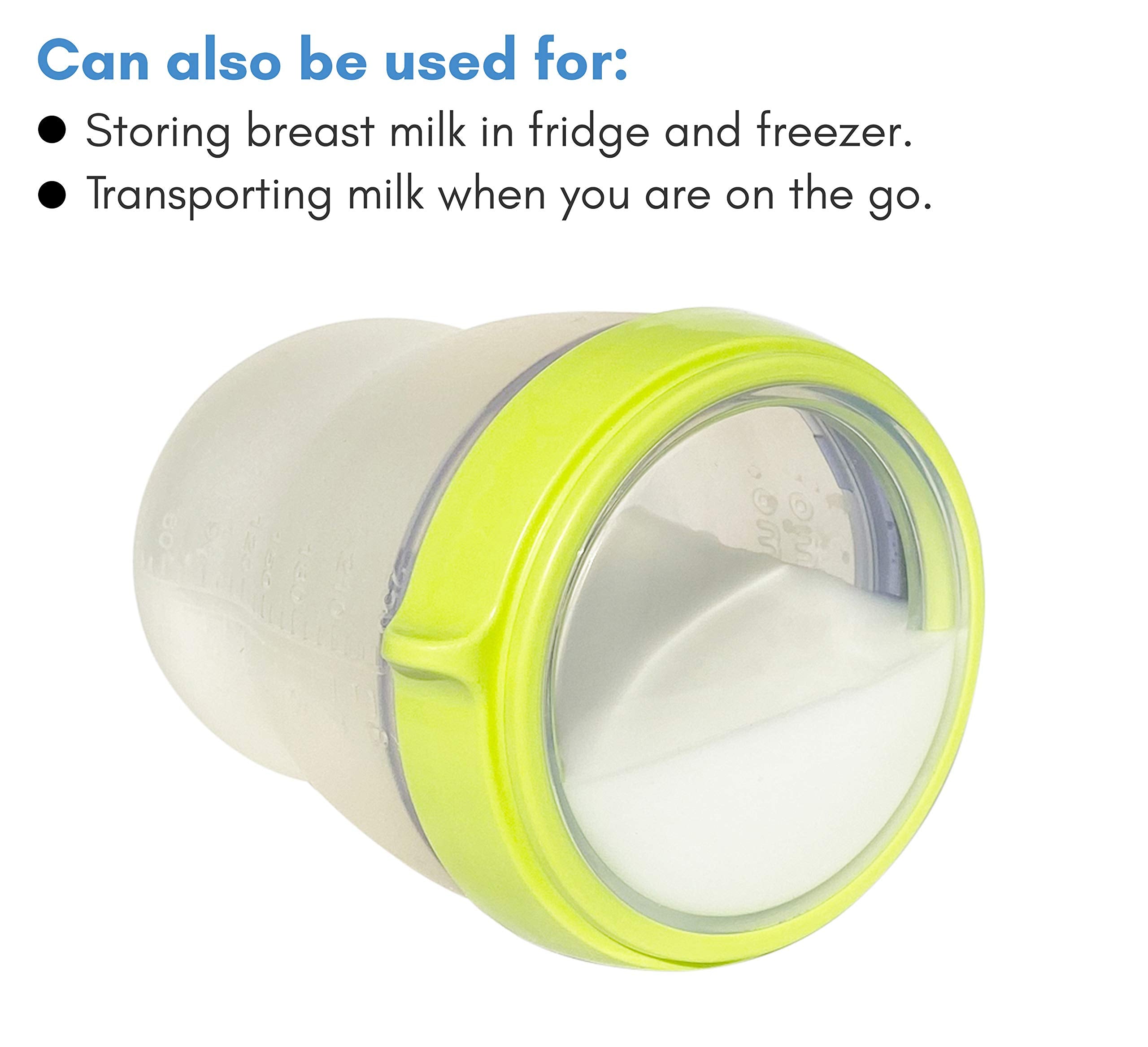 BelBeyo Comotomo lids with leak-proof seal shown in travel scenario