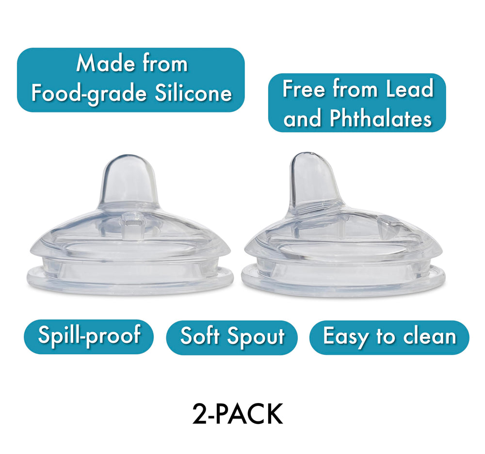 BelBeyo soft silicone spout nipple delivers gentle sipping.