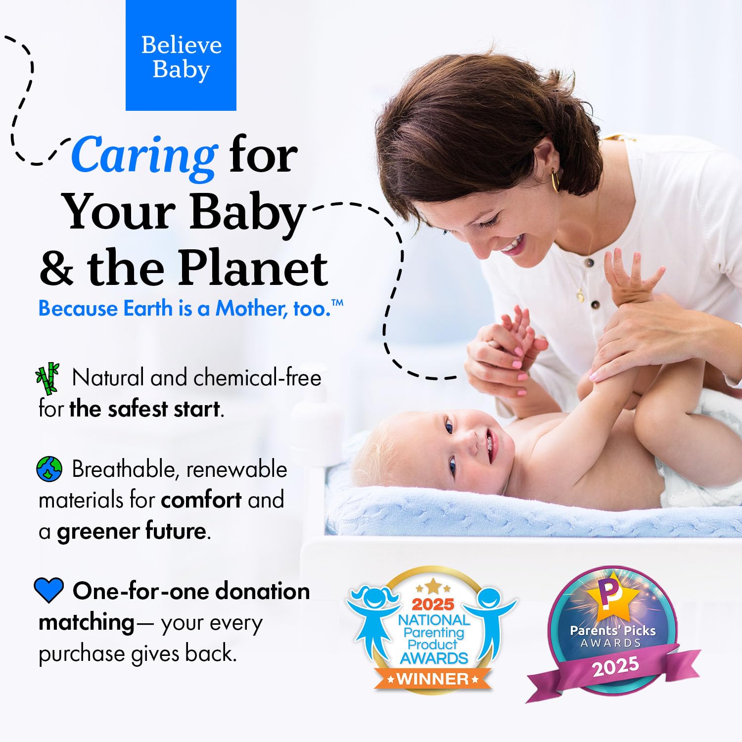 Believe Diapers Size 5 belly-button-cutout highlights newborn-friendly detailing for gentle wear