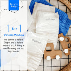Believe Diapers Size 5 chlorine-free-materials emphasizes safe, chemical-free protection for sensitive skin