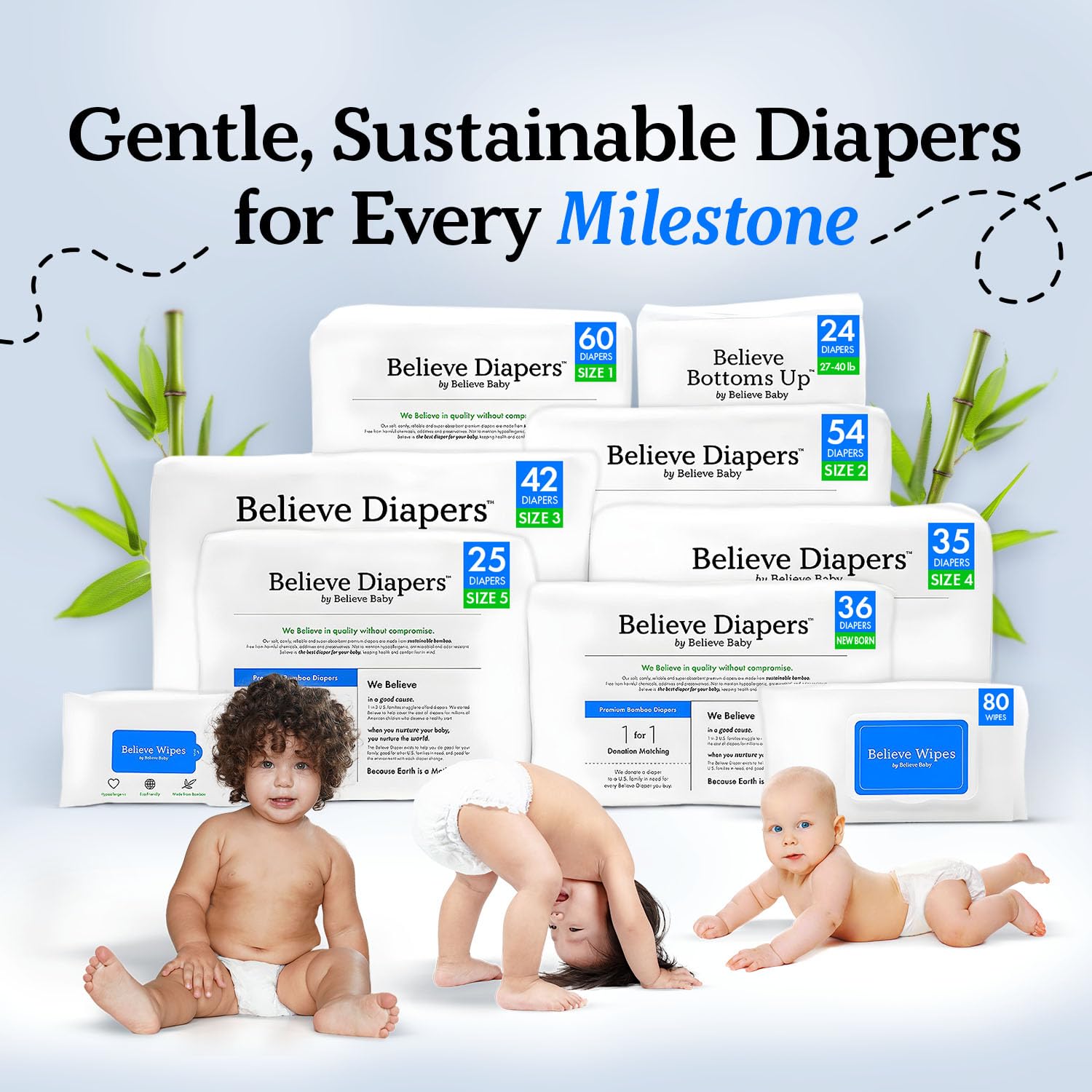 Believe Diapers Size 5 plain-white-diaper-design offers simple, versatile everyday use