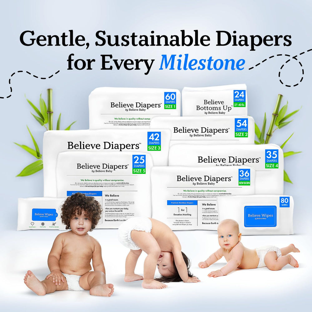 Believe Diapers Size 5 plain-white-diaper-design offers simple, versatile everyday use
