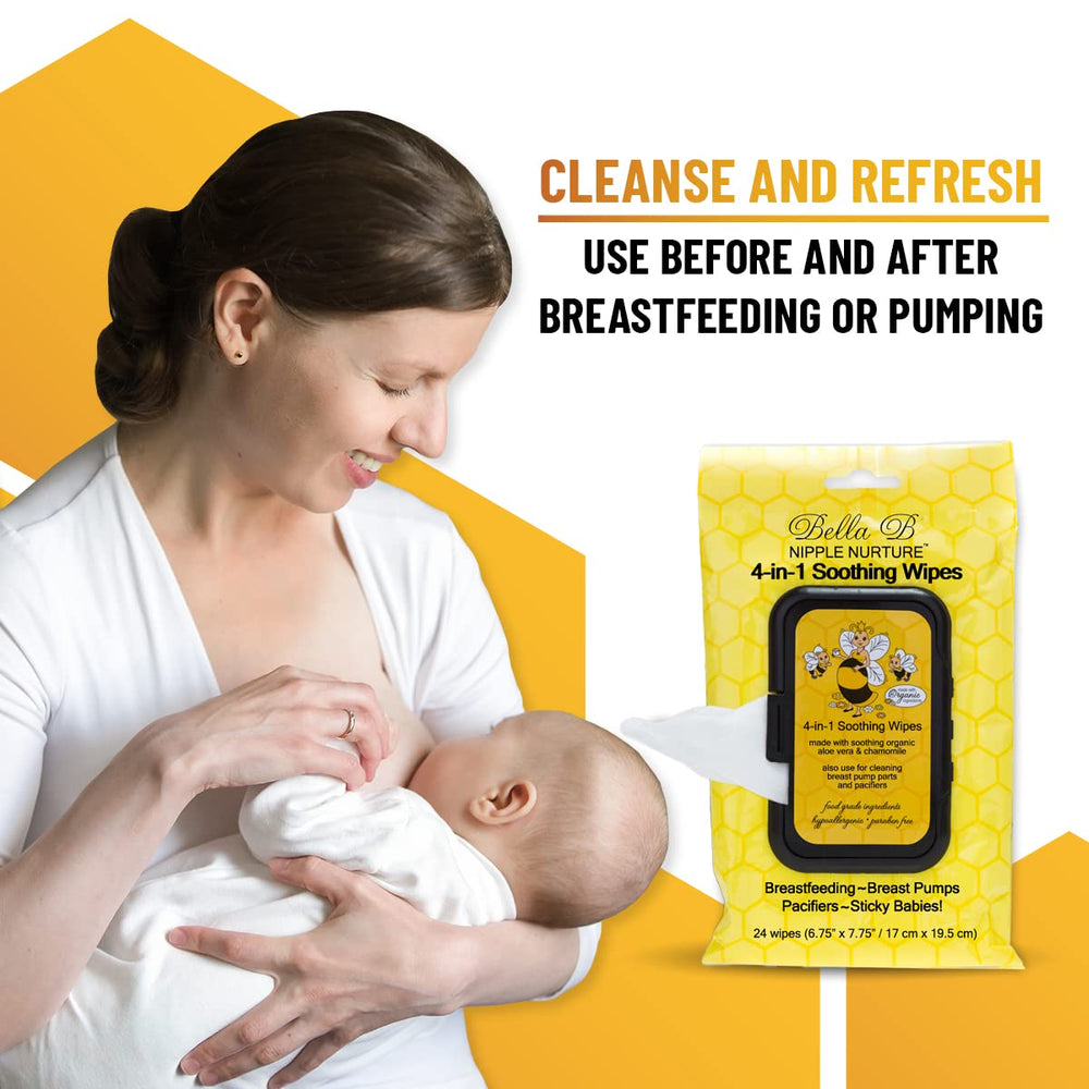 Bella B Nipple Nurture wipes parabens and lanolin free for baby-safe use
