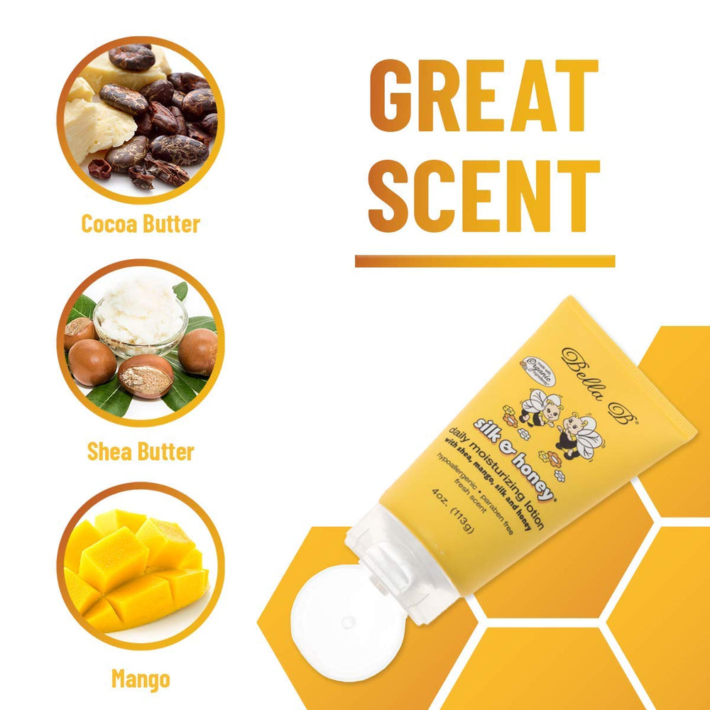 Bella B Silk and Honey lotion applied to hands for baby-safe hydration