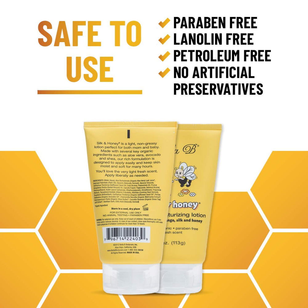 Bella B Silk and Honey packaging highlighting hypoallergenic claims
