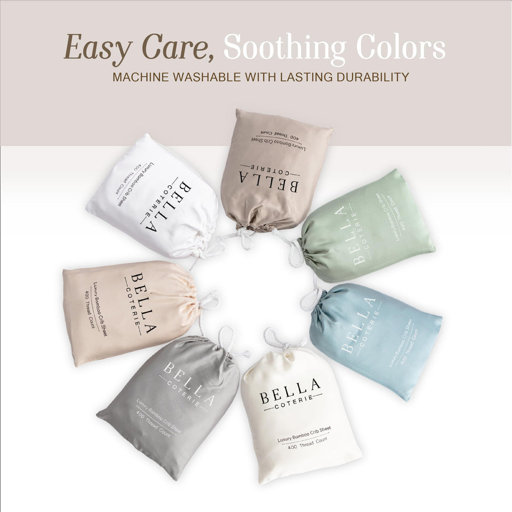 Bella Coterie bamboo crib sheet grey-mist demonstrates easy-care durability after washes