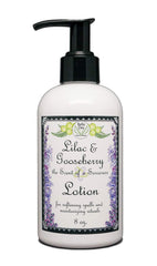Bella Des Natural Beauty Lilac Gooseberry lotion bottle with pump enables easy daily hydration.