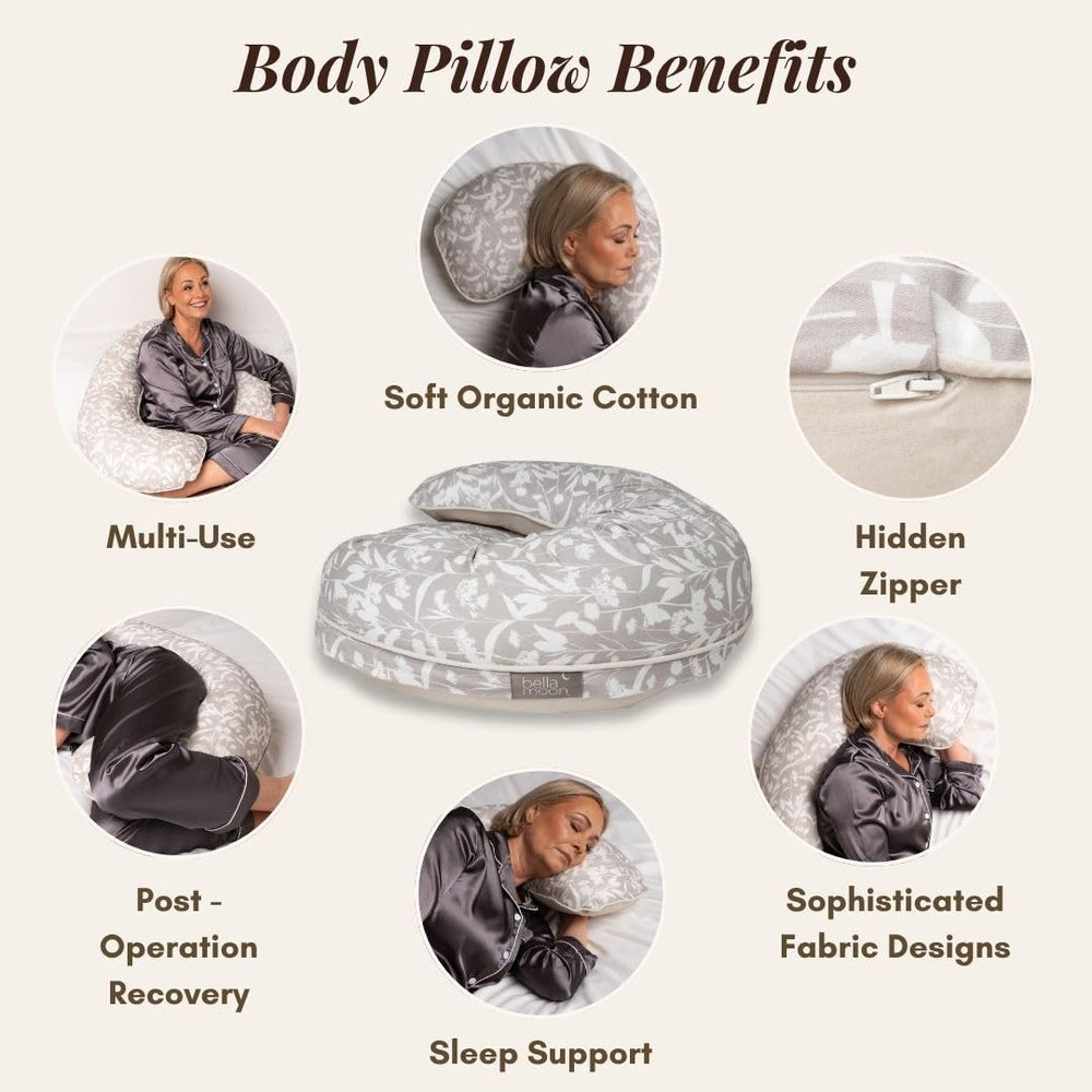 BellaMoon c-shaped pillow contoured support helps proper alignment during rest.