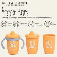 Bella Tunno Happy Sippy Cup removable handles close-up demonstrates adjustable grips for growing little hands