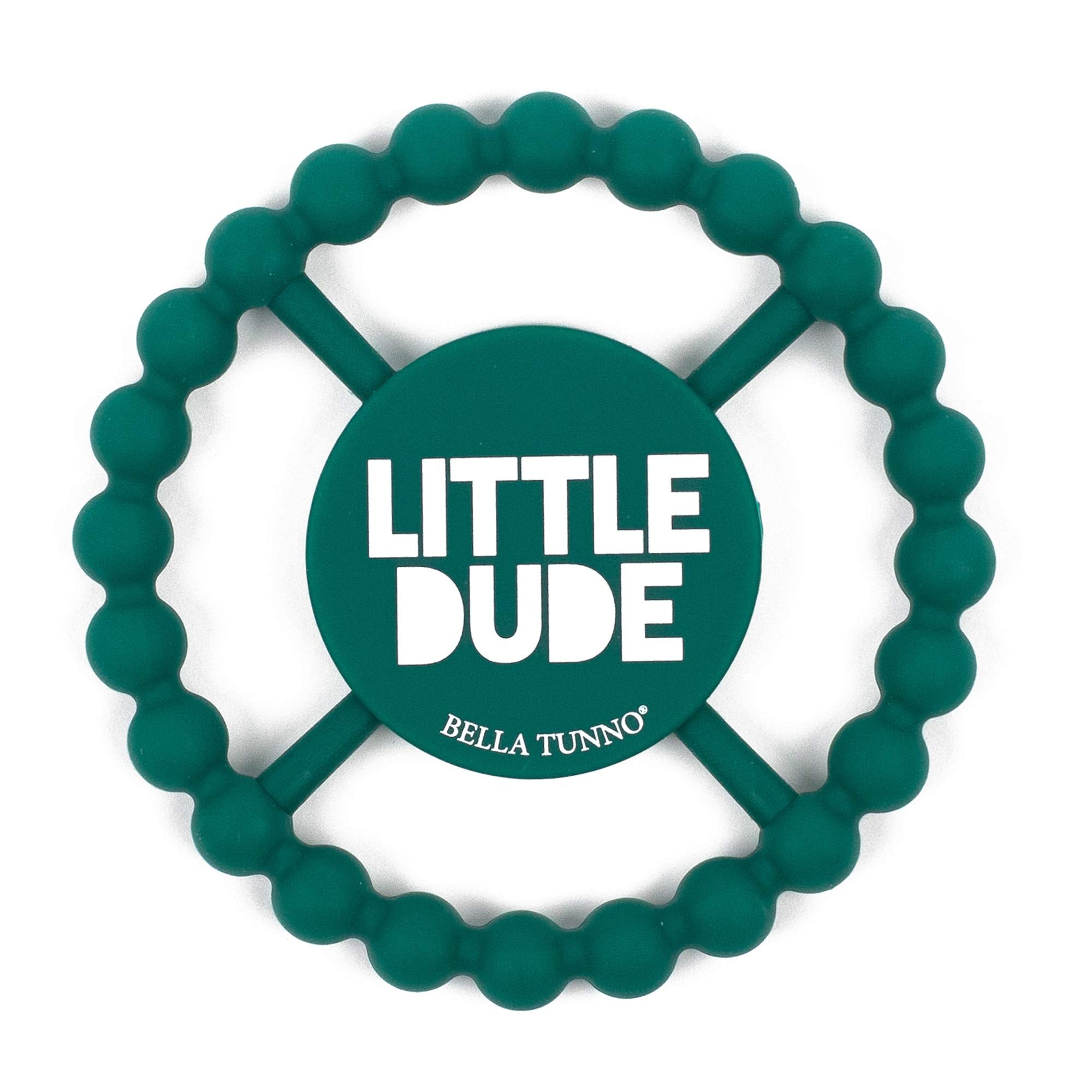 Bella Tunno Little Dude teether with round beaded texture soothes tender gums.