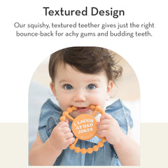 Bella Tunno Little Dude teether travel-friendly angle shows on-the-go soothing for babies.