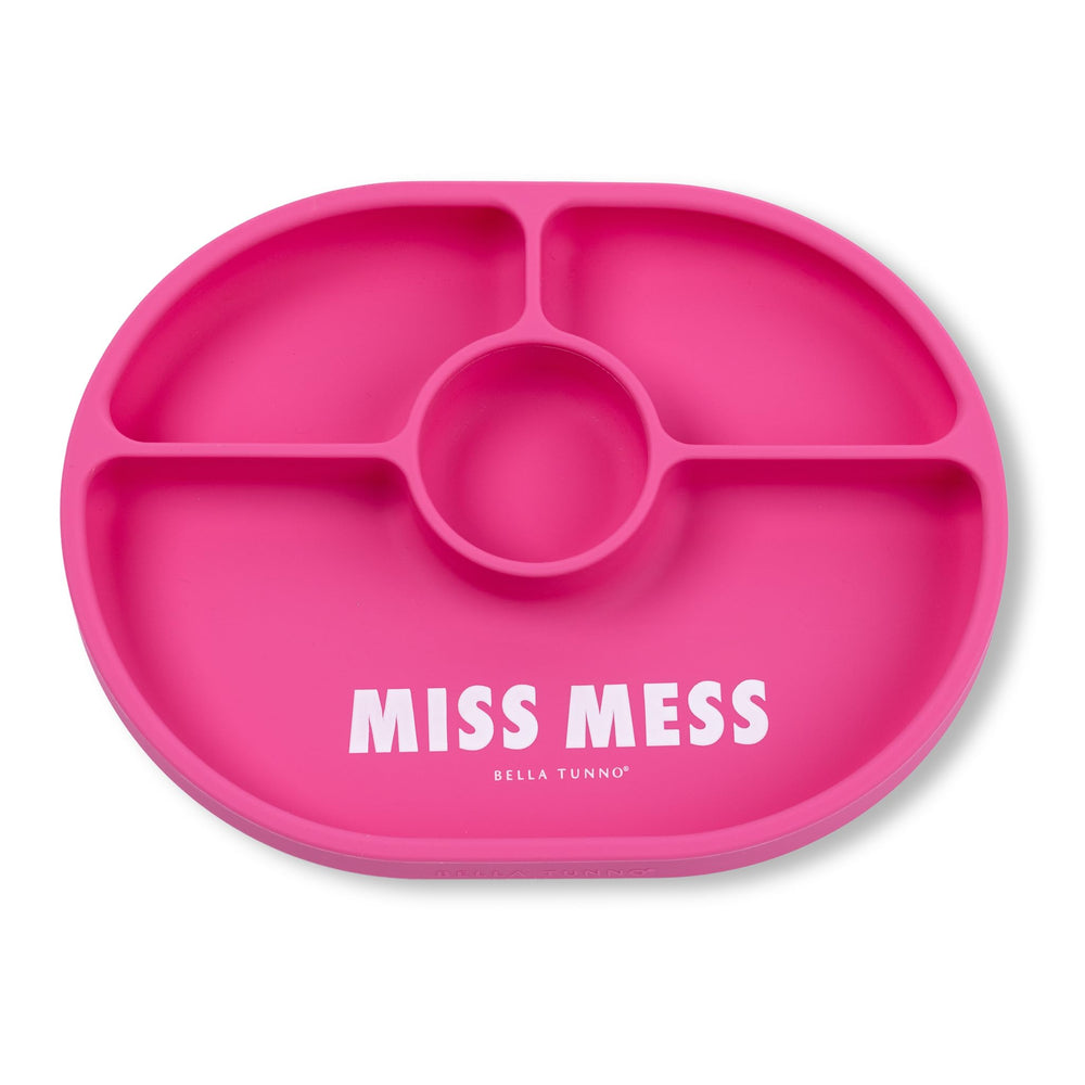 Bella Tunno Miss Mess suction plate top view showing three sections for balanced meals