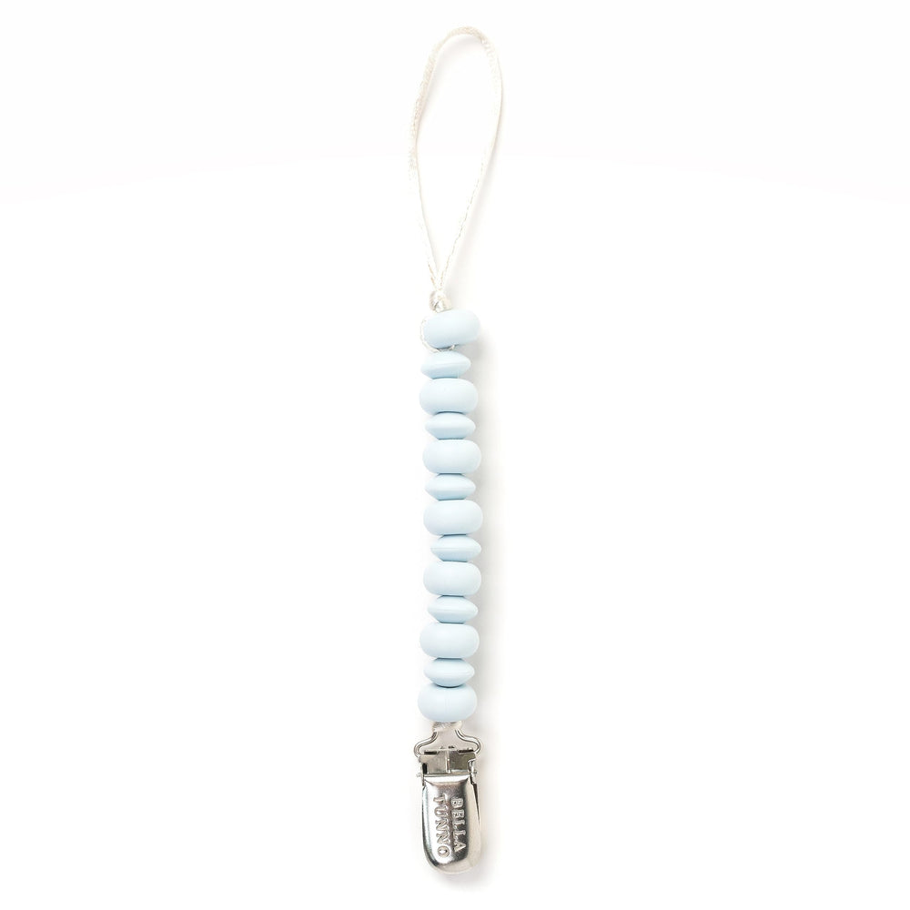 Bella Tunno pacifier clip silicone material emphasizes non-toxic safety and easy cleaning.