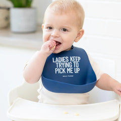 Bella Tunno Pick Me Up bib adjustable neck with two snaps for growing babies.