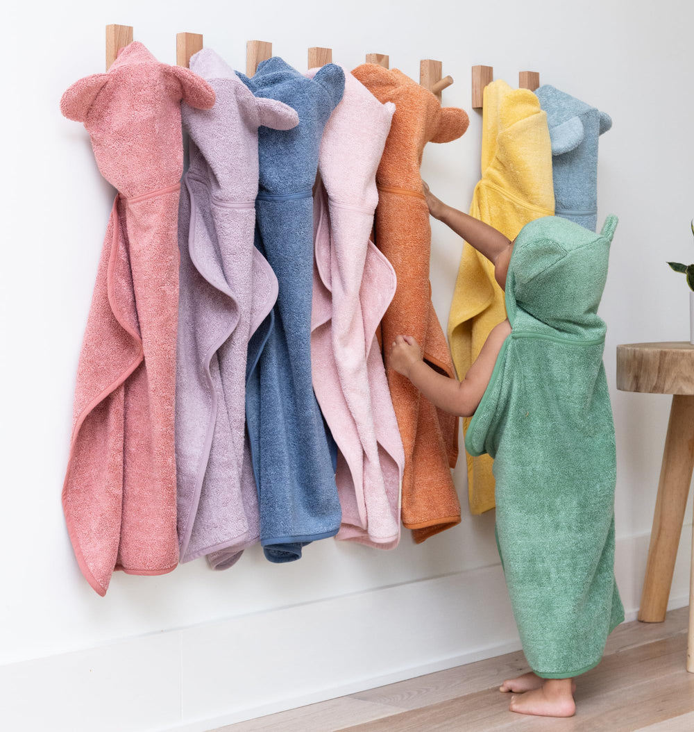 Bella Tunno Watermelon towel fabric closeup highlighting absorbent material for fast drying.