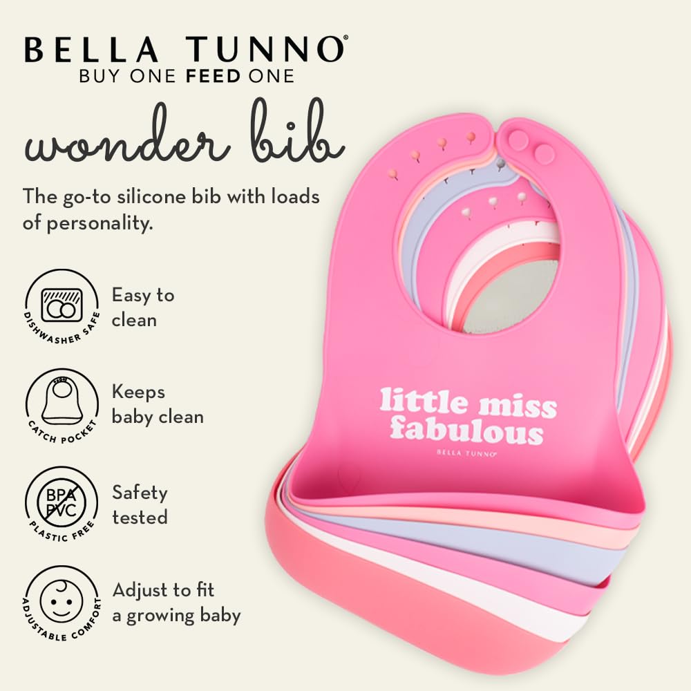 Bella Tunno Wonder Bib 2pk pocket-closeup catching crumbs and dribbles with deep food catcher