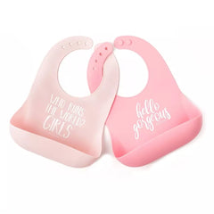 Bella Tunno Wonder Bib 2pk Run The World front view in waterproof silicone for mess-free meals