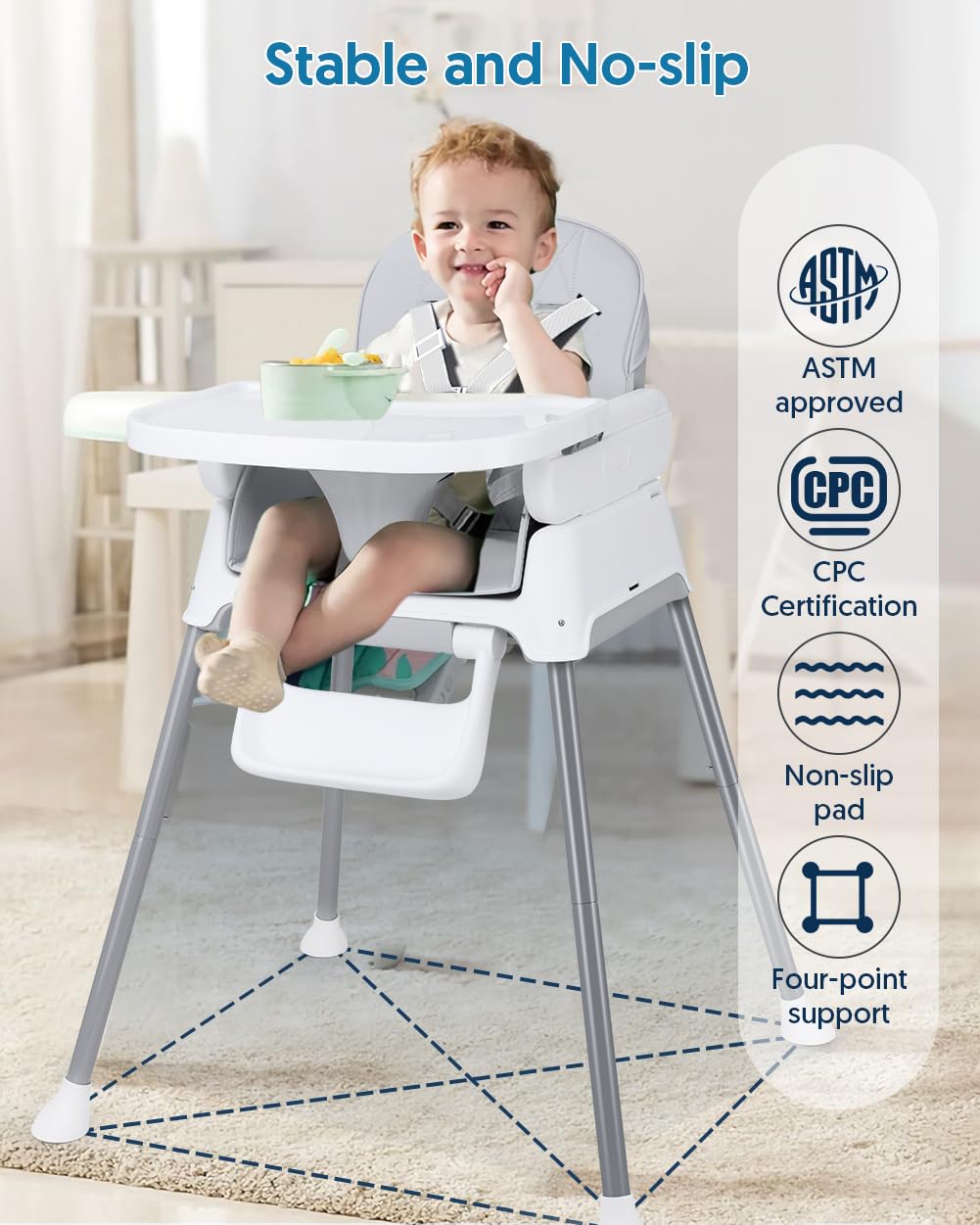 Bellababy 3in1 highchair in play-chair position encourages interactive meals under supervision.