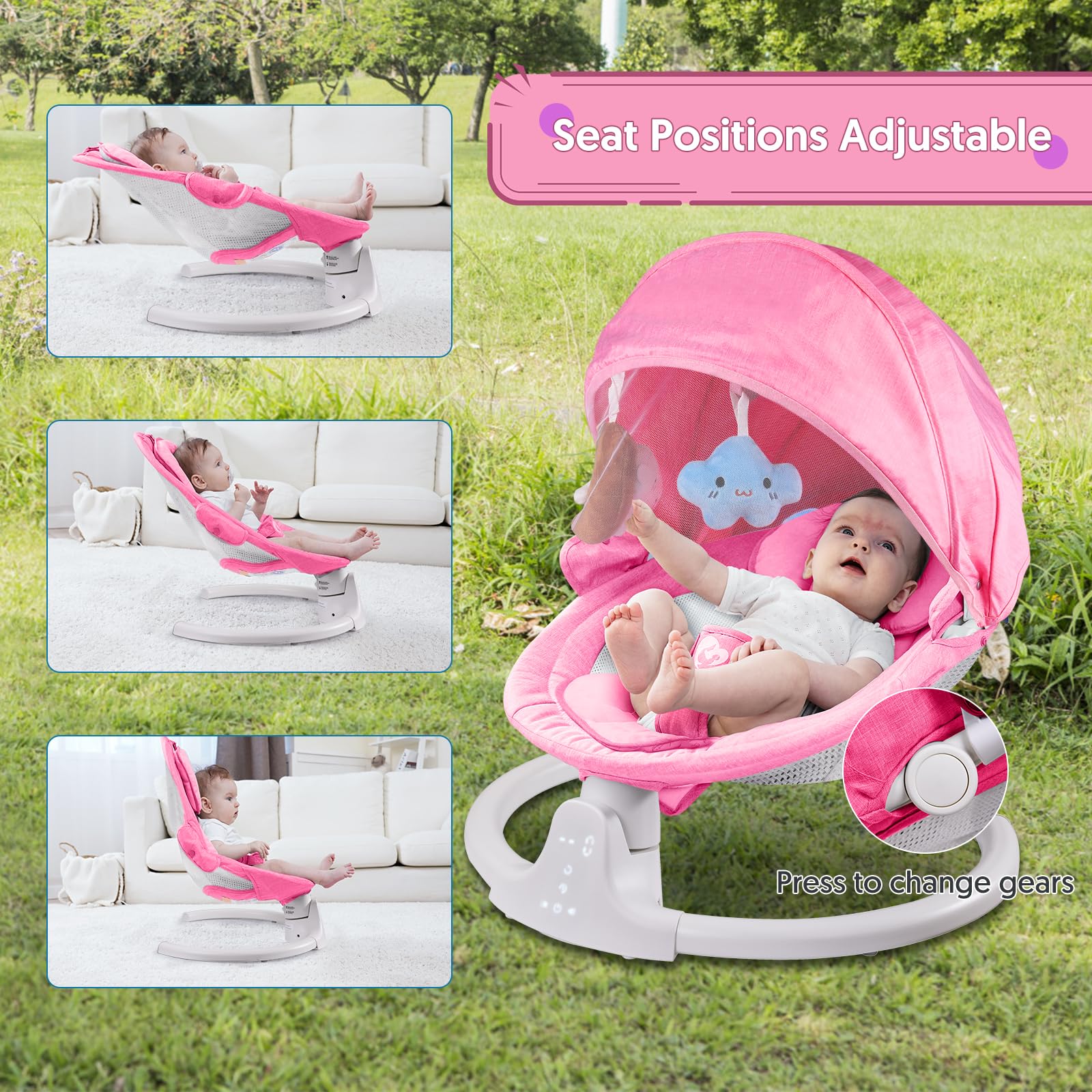 Bellababy remote control enables easy adjustments from beside the baby