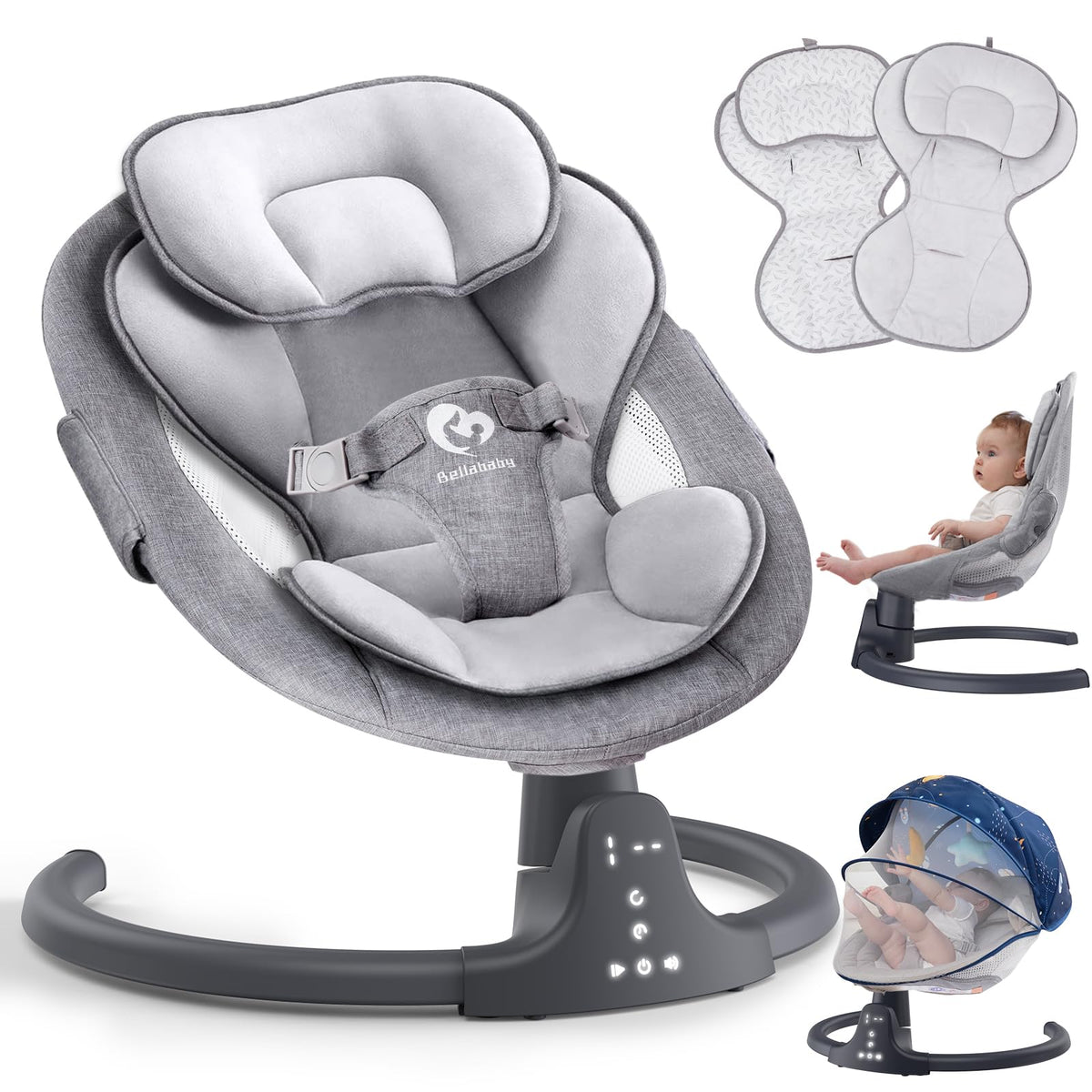 Bellababy Bluetooth baby swing compact design offers portable soothing for busy parents.