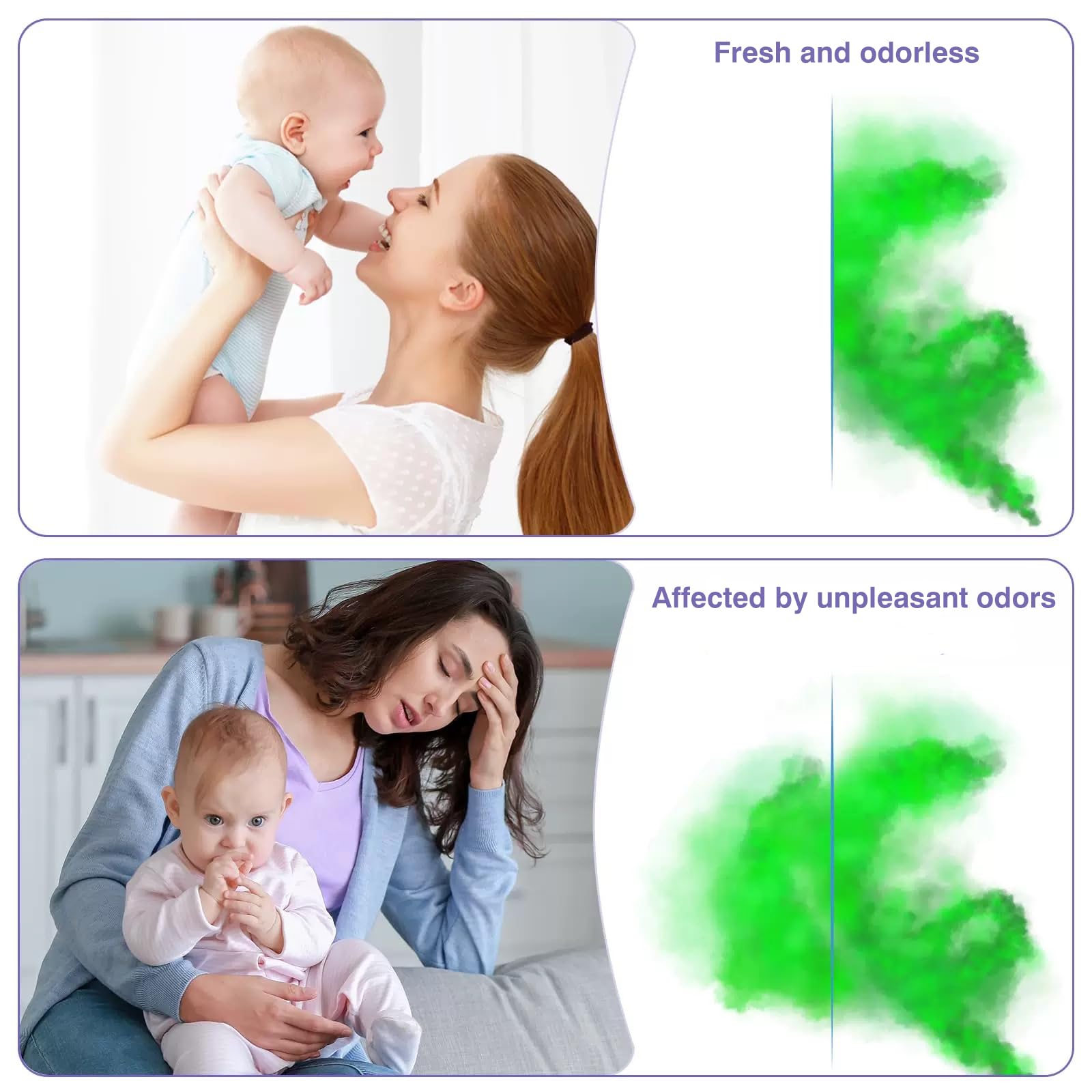 Bellababy lavender-compatibility-diaper-pail demonstrates secure fit with Bellababy pails.