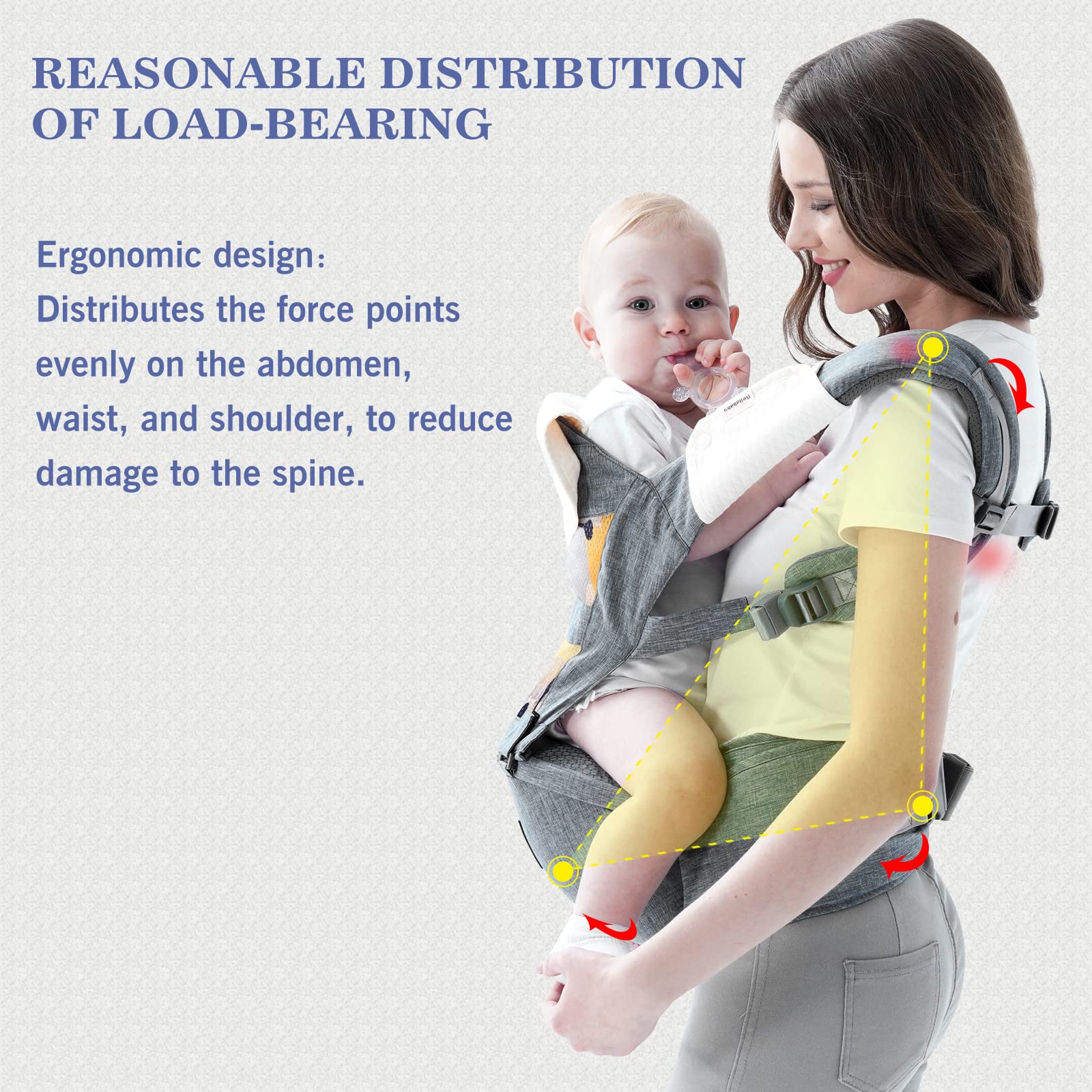 Bellababy soft breathable fabric texture against baby's skin in grey carrier.