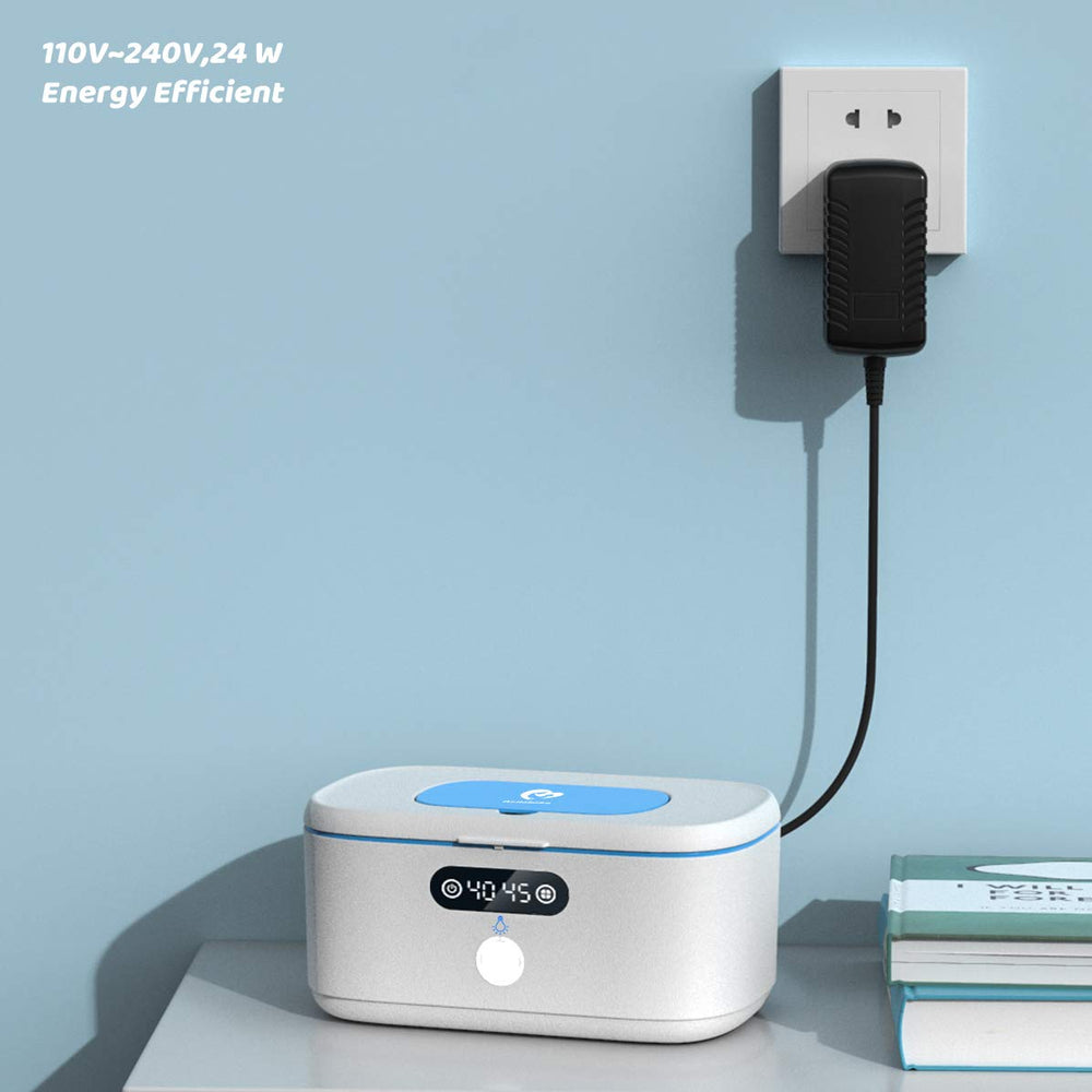 Bellababy wipe warmer compatible with 110–240V for home and car use.