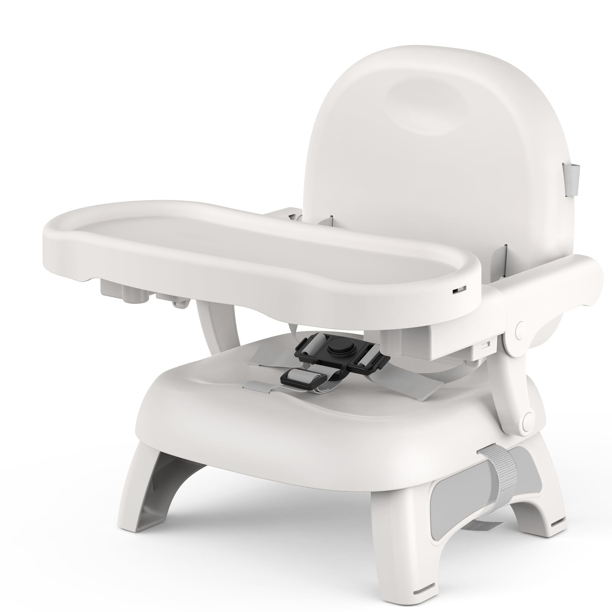 Bella’s Friends 3-in-1 toddler booster gray folds compactly for travel.