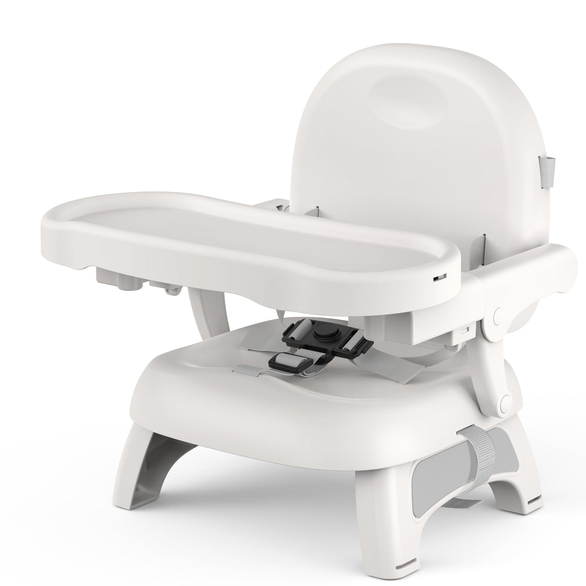 Bella’s Friends 3-in-1 toddler booster gray folds compactly for travel.