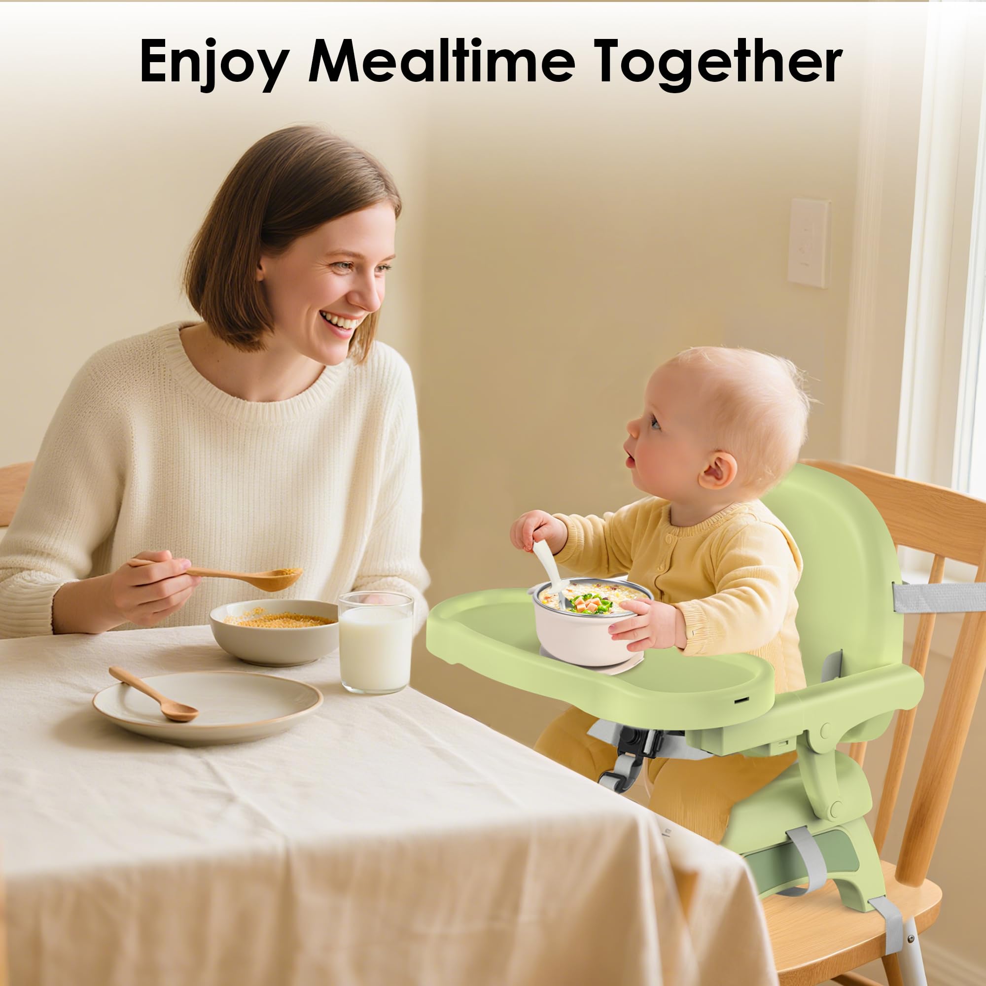 Bella's Friends 3-in-1 booster seat features a three-point harness for secure seating.