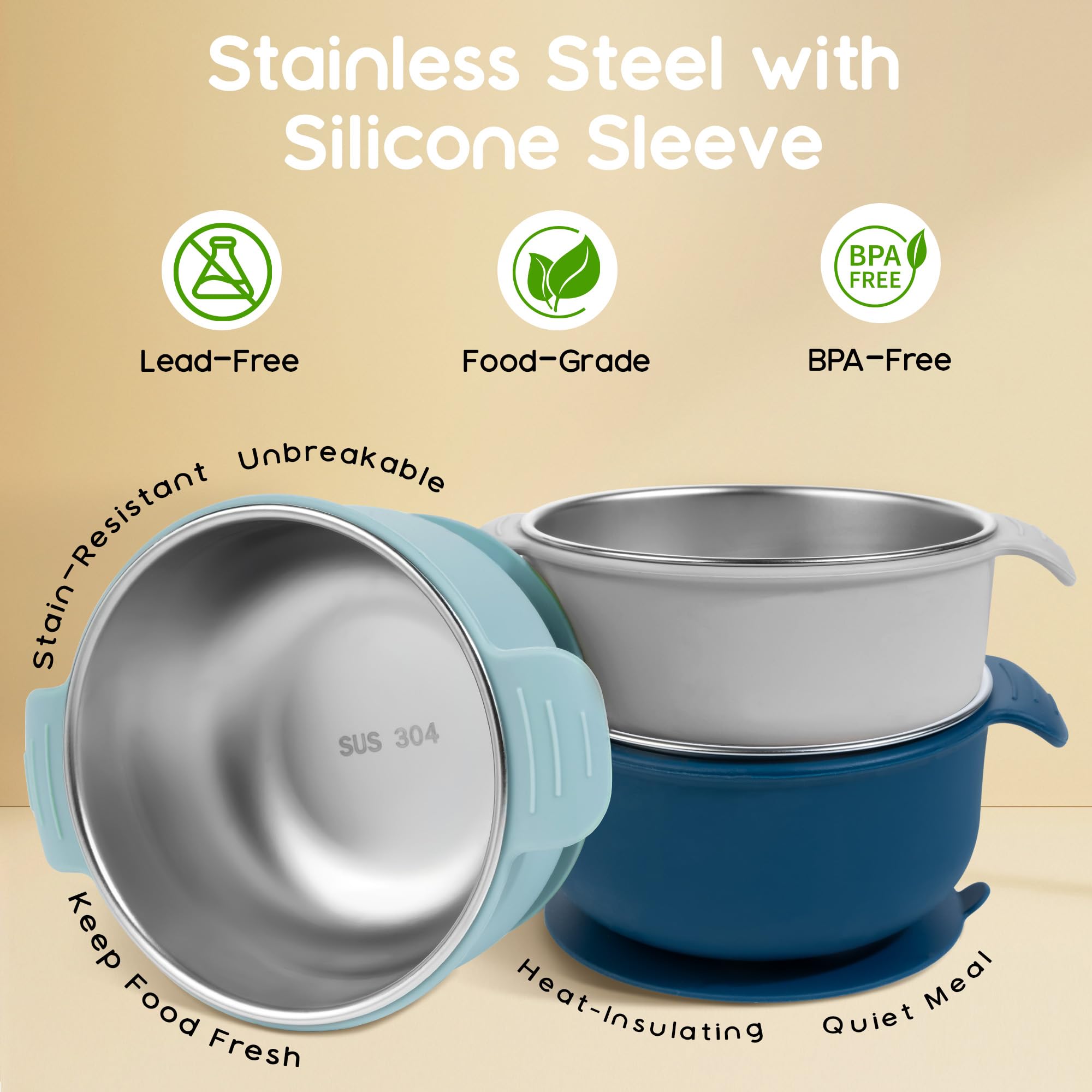 Bella's Friends 4.3 inch bowls fit neatly on high chairs for family meals.