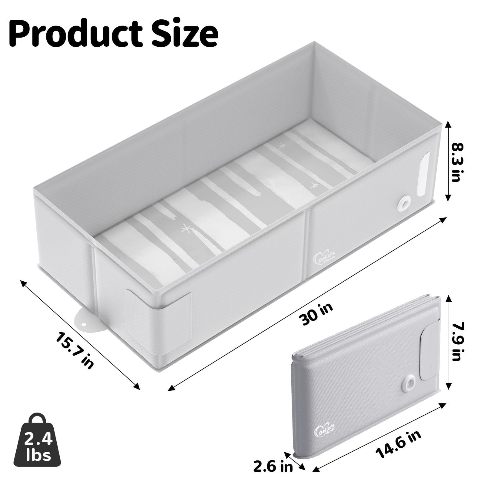 Bella's Friends collapsible tub with an easy-drain for quick cleanup.