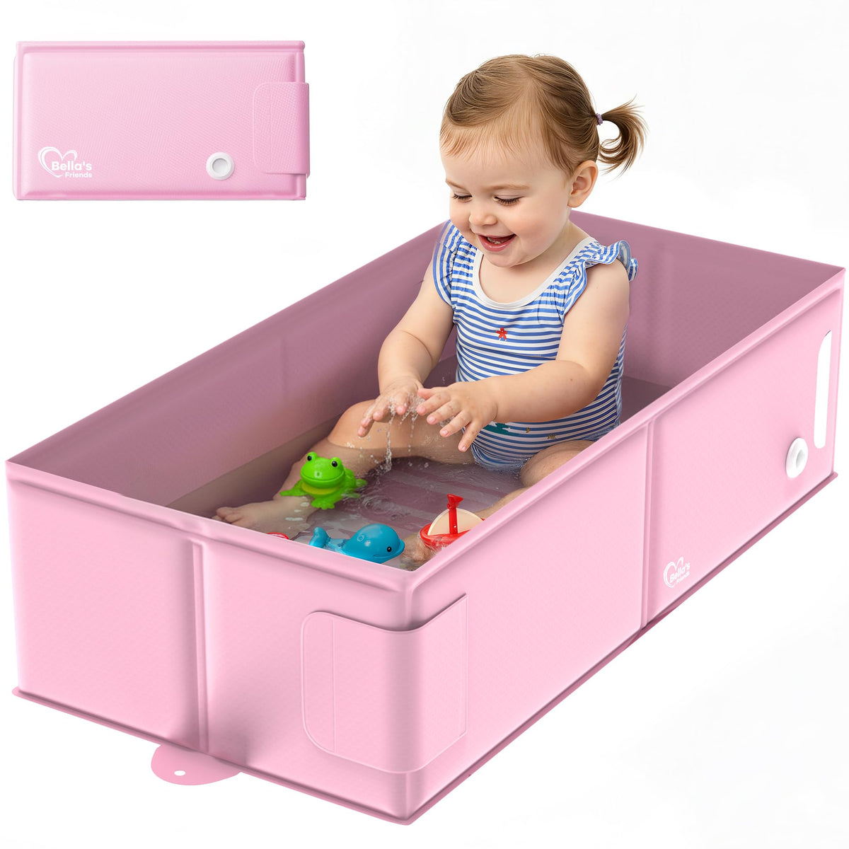 Bella's Friends baby collapsible bathtub folded flat for space-saving storage