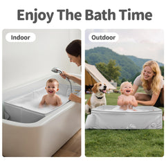 Bella's Friends collapsible bathtub set up in bath showing stable support.