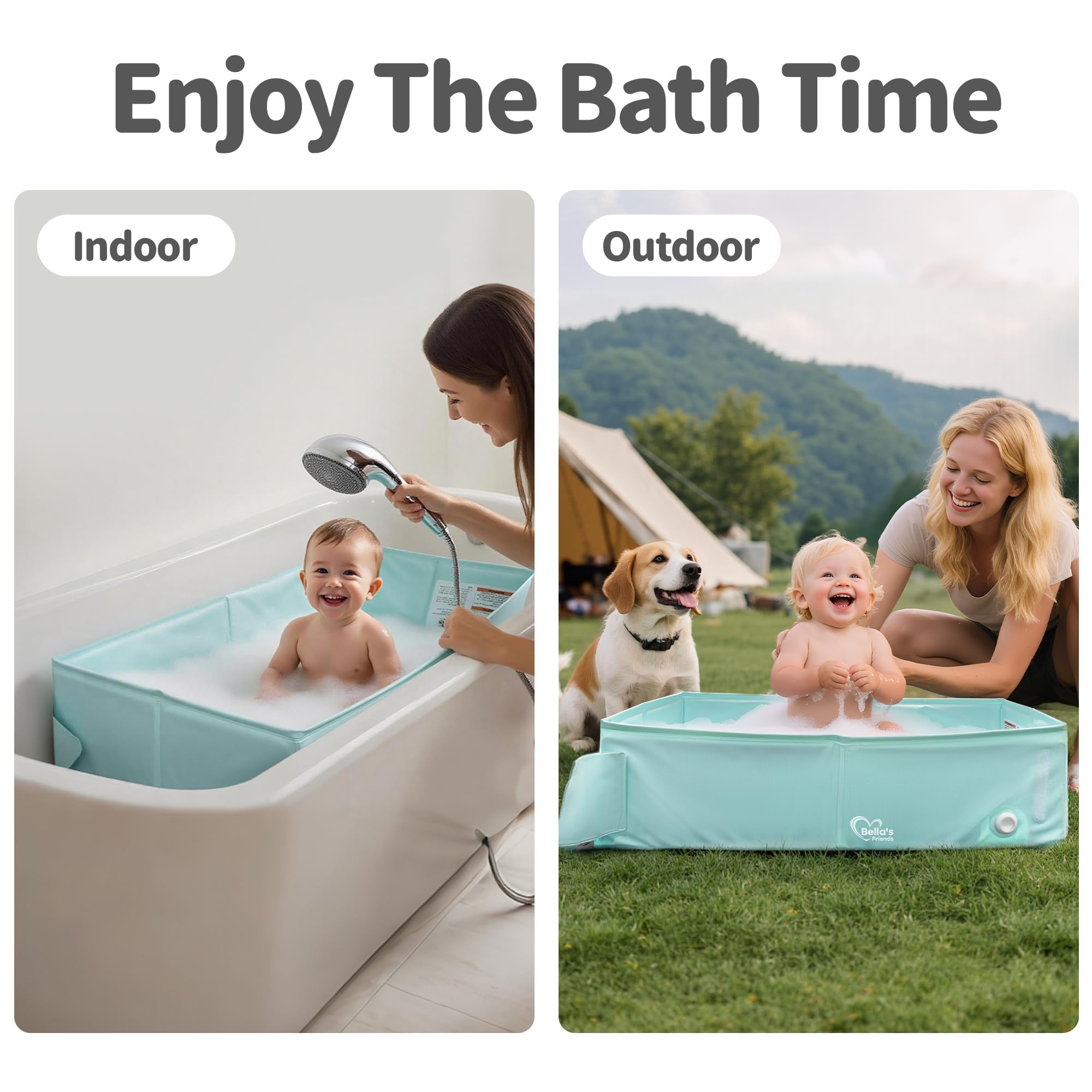 Bella's Friends baby bathtub in travel-compact form for hotel stays