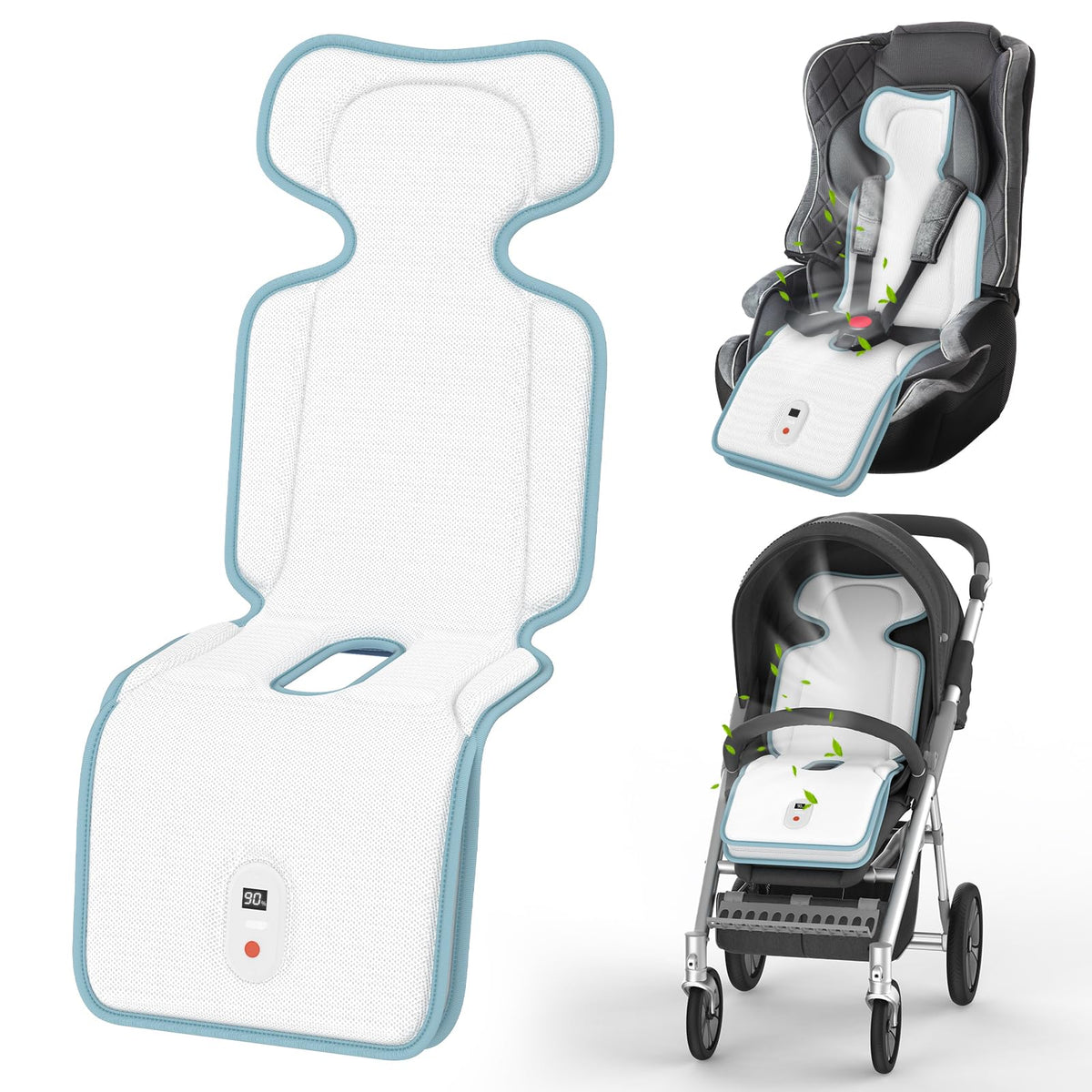 Bella's Friends baby stroller cooling pad front view shows compact heat relief on the go.