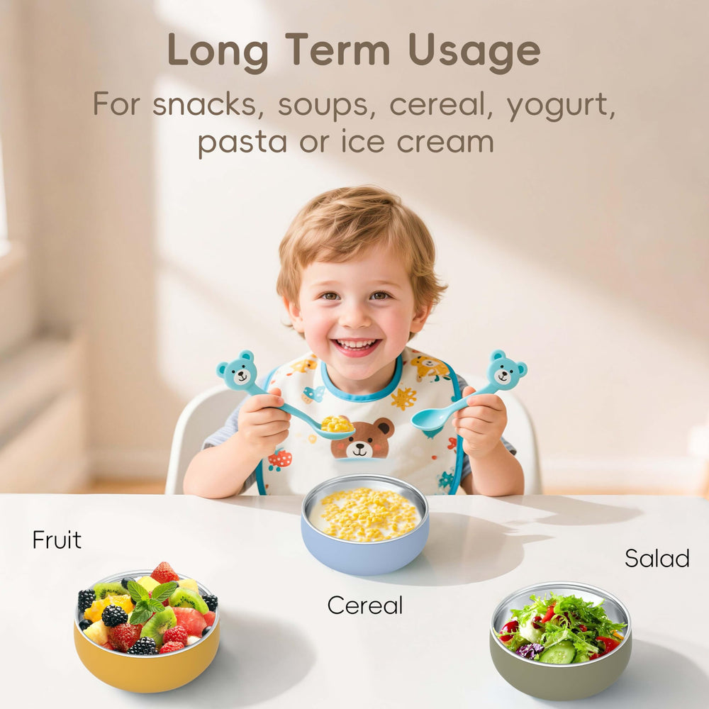 Bella's Friends 4.3-inch bowls fit high chairs for easy meals