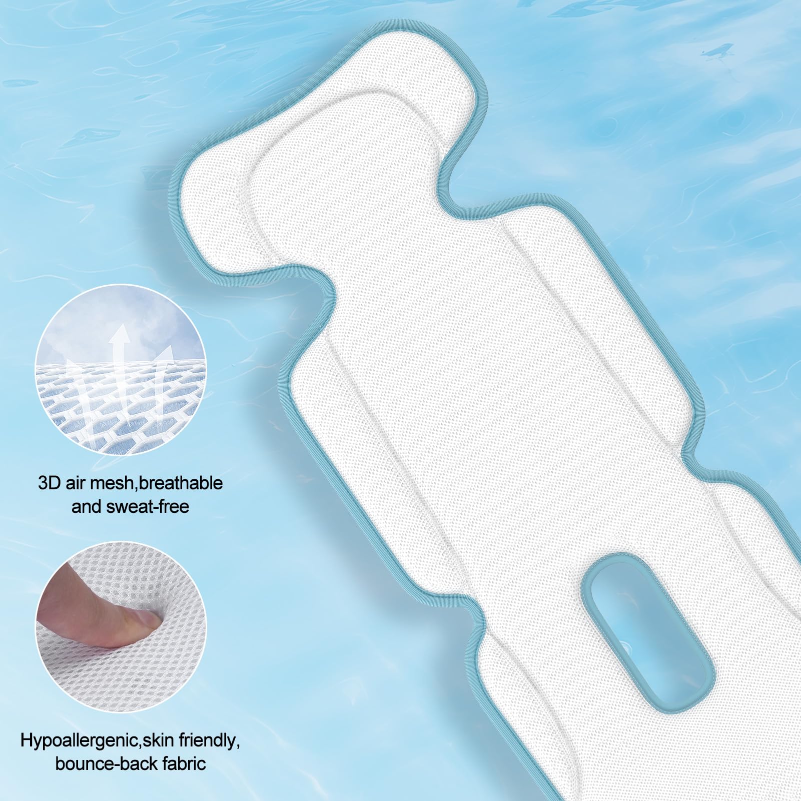 Bella's Friends cooling pad with adjustable straps securely fits strollers and high chairs.