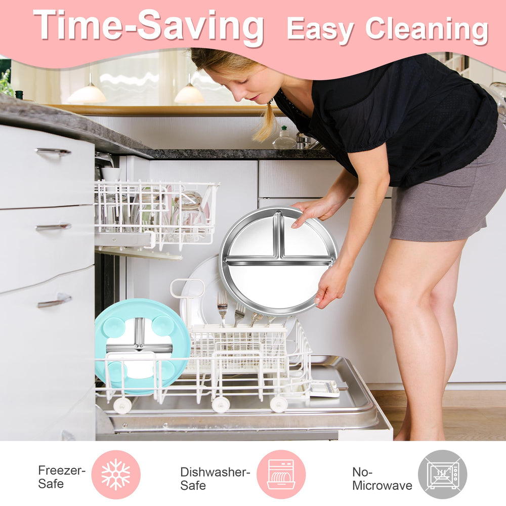 Bella's Friends dishwasher-safe and boil-safe plate for easy sterilization.