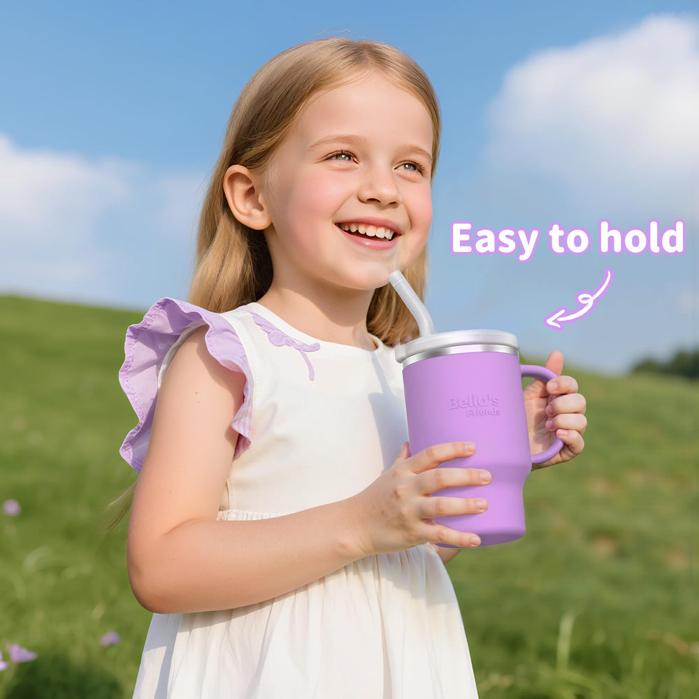 Bella's Friends Handy Mini Tumbler in lilac and azure offers kid-friendly colors and easy grip.