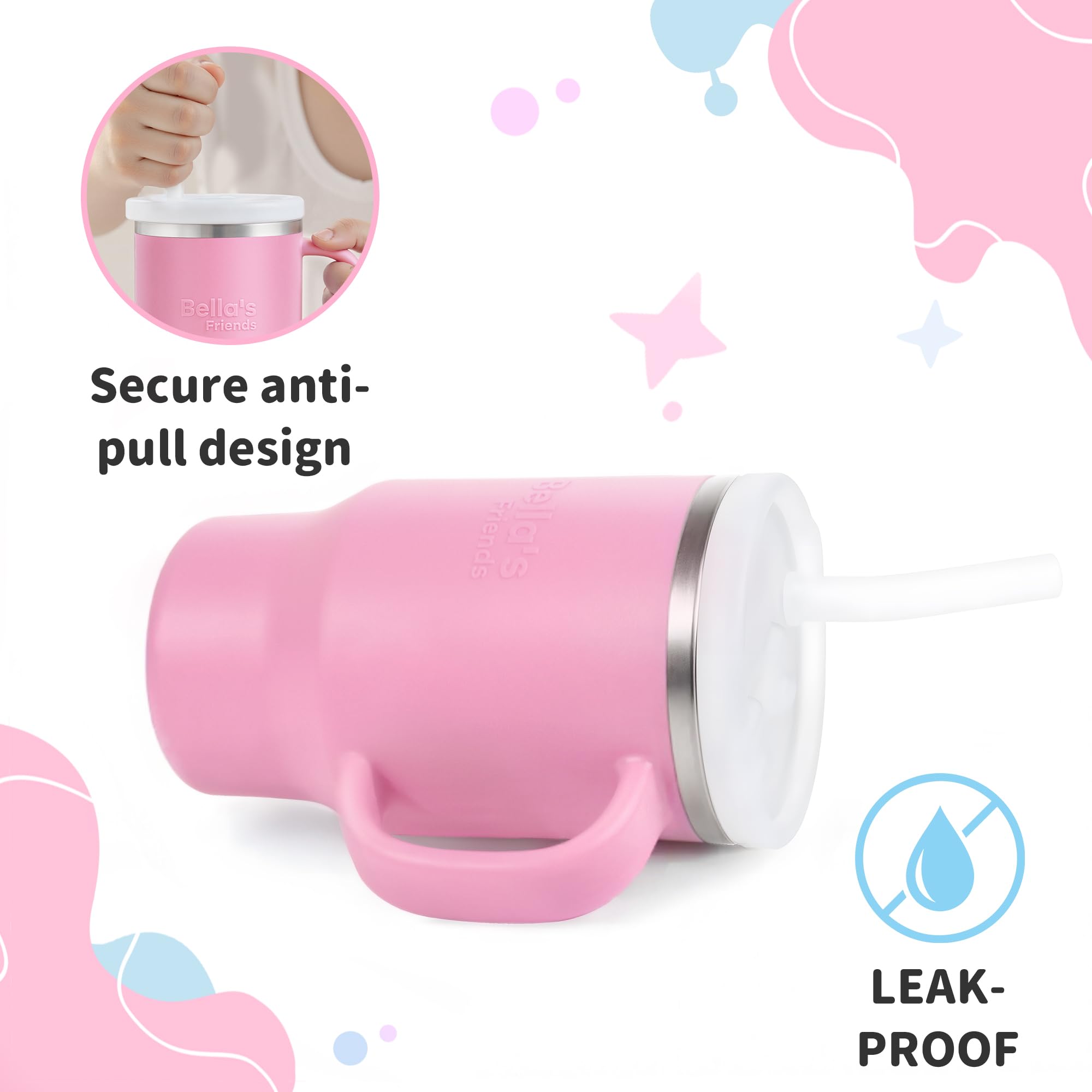 Bella's Friends Handy Mini Tumbler nineoz compact design supports independent sipping for toddlers.