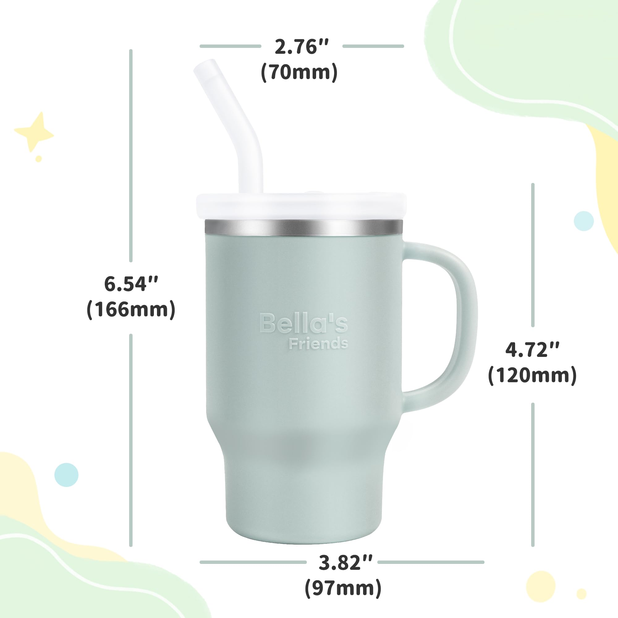 Bella's Friends Handy Mini Tumbler silicone body soft-tip, gentle on toddlers' gums.